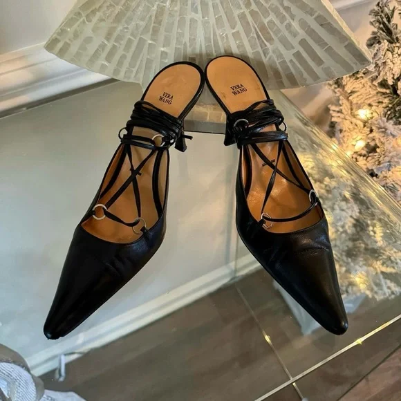 Vera Wang - Leather T-Strap Heels - Picture 1 of 10